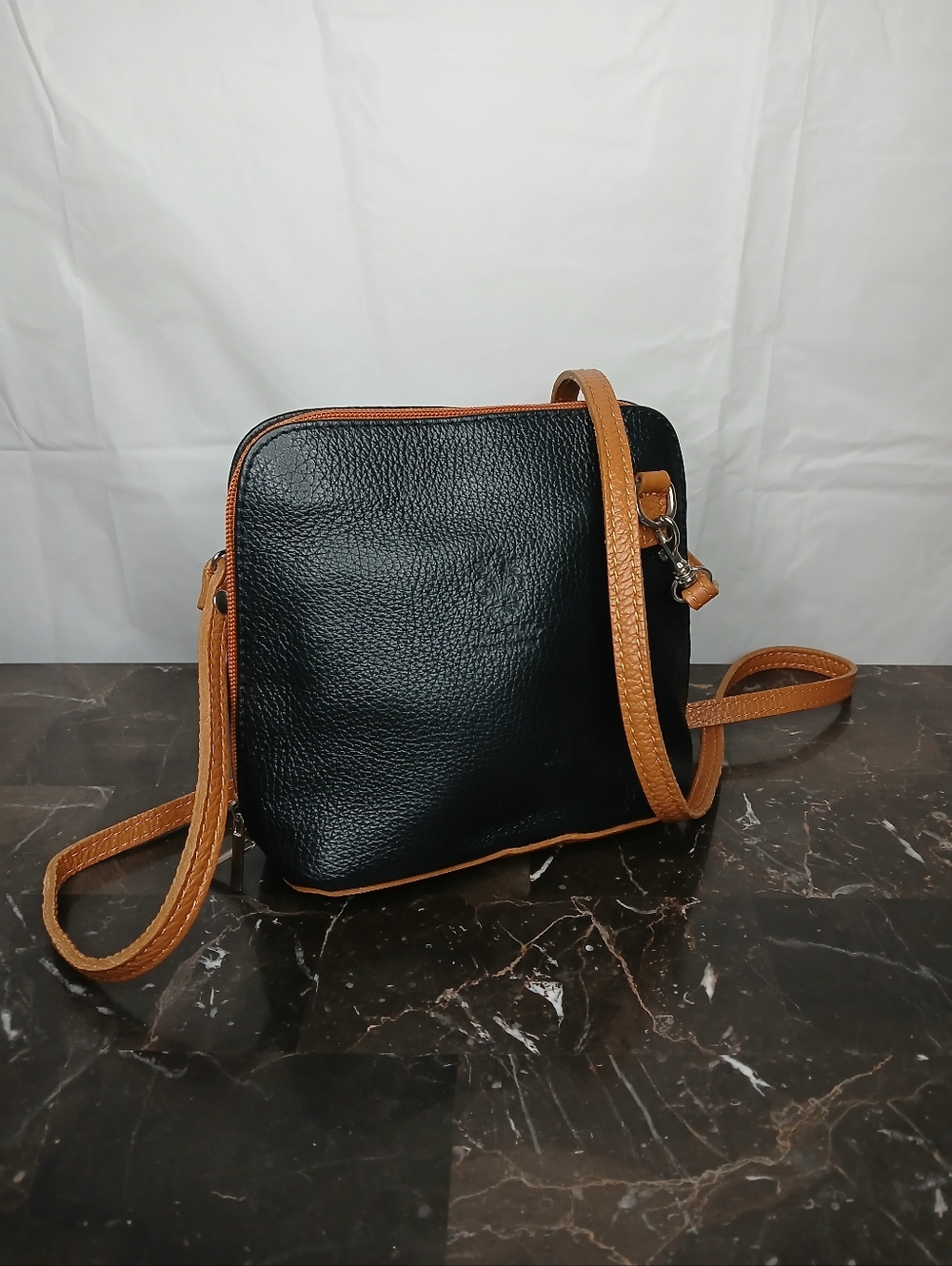Black and Tan Leather Crossbody Bag - Classic Men’s Shoulder Bag